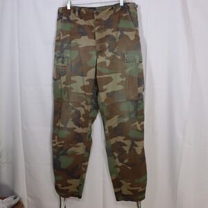 Military Cargo Pants Mens 32-35x31 Green Woodland Camo Vintage Tactical Trousers